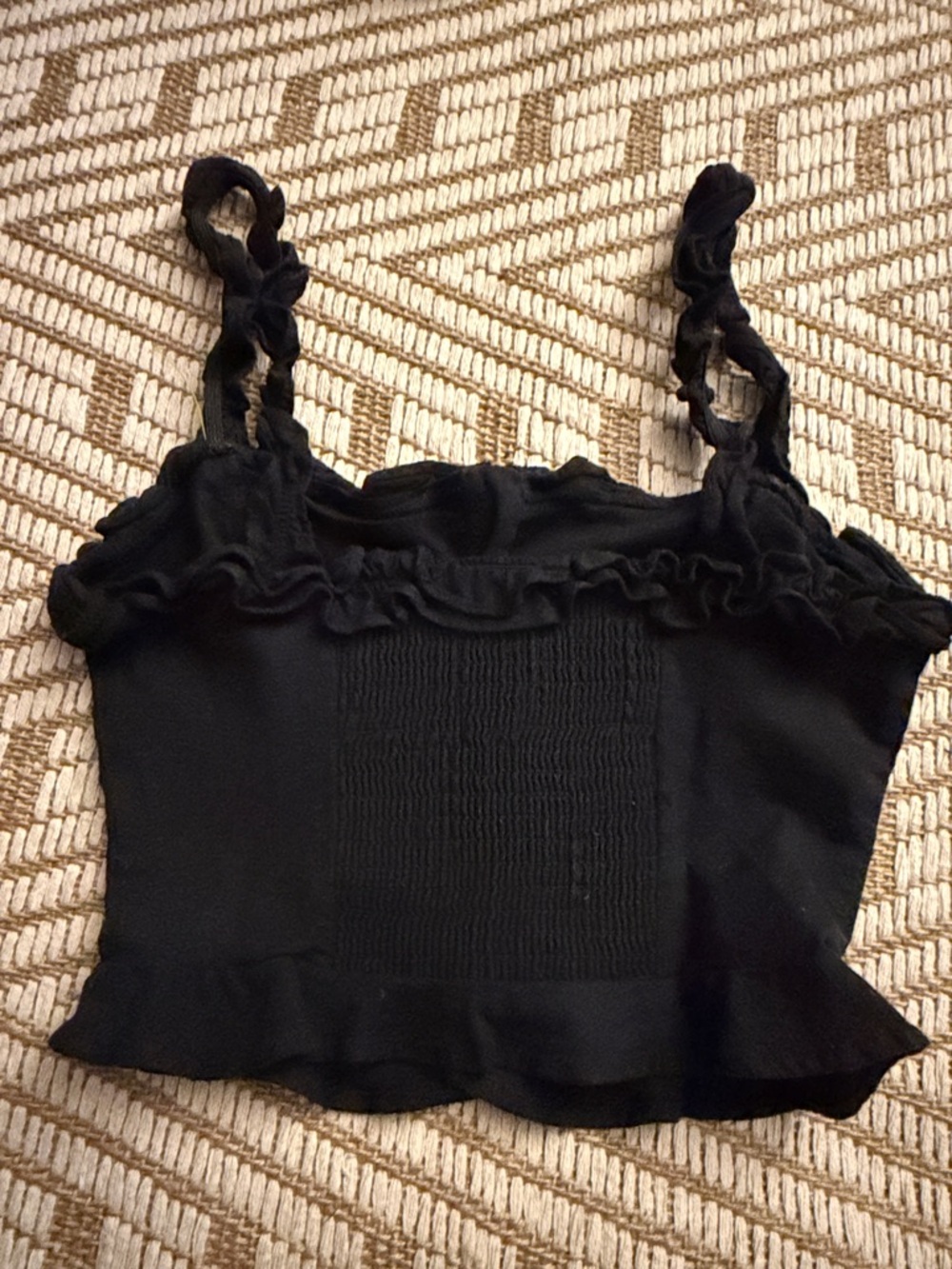 Astr Black Ruffled Crop Top size small - Picture 3 of 4